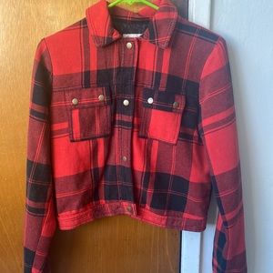 Plaid sweater (red and black) size small